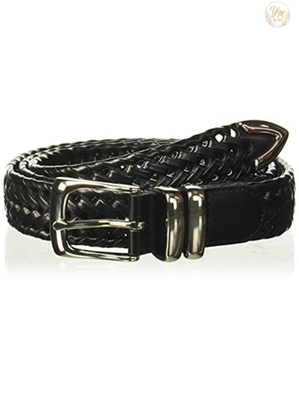Genuine Leather Braided Men's Dress Belt with Single-Prong Buckle - Comfort Fit